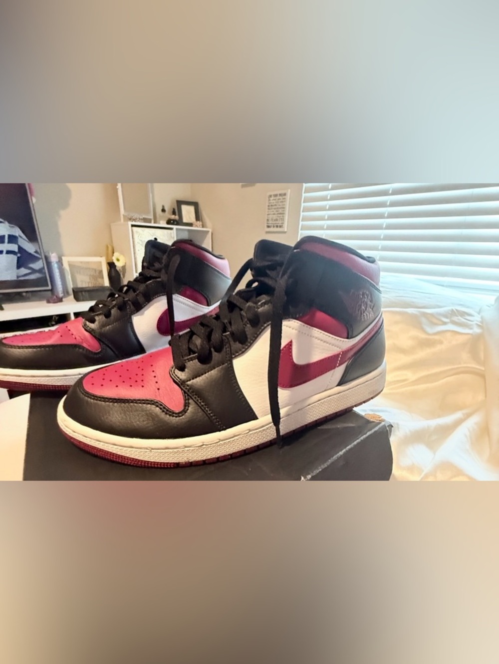 Nike Air Jordan 1 High Black White Pink Men's Sneakers